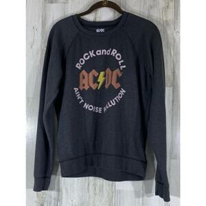 Lucky Brand AC DC Sweatshirt Size Small Gray Rock‎ and Roll Aint Noise Pollution